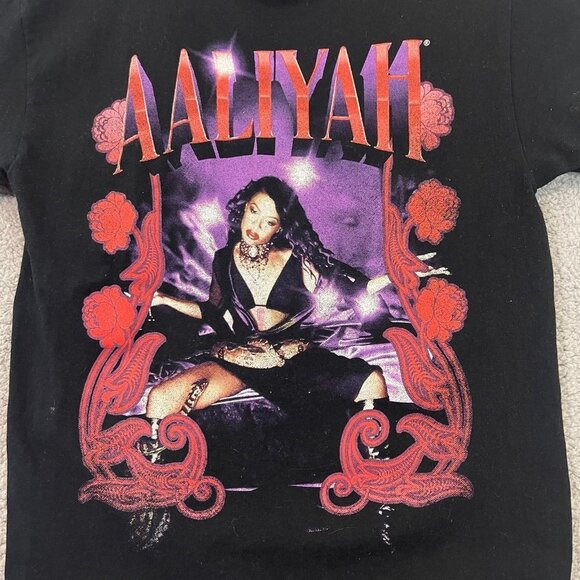 Aaliyah T-shirt Women’s Medium Black Short Sleeve Shirt‎ - Picture 2 of 8
